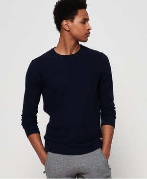 Superdry Supima® Cotton Crew Neck Férfi Ugró Sötétkék | LCJUD2058